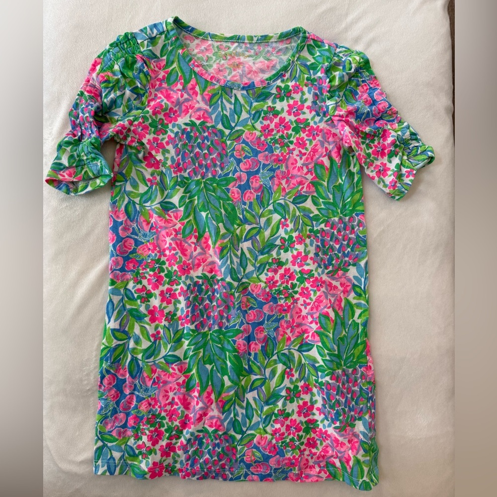 Lilly Pulitzer Kids Dress - Pink and Green Floral Size 6-7.EUC
